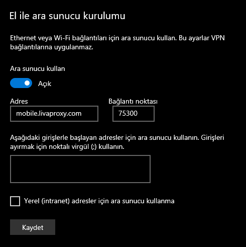 Proxy bağlantısı nasıl kurulur?